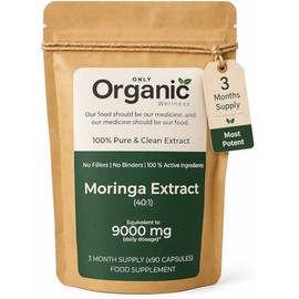 Moringa Capsules 9000mg(40:1) - 3 Month Supply | 90 High-Strength Moringa Extract Capsules | Pure Potent Leaf Extract - No Additives | Vegan, Non-GMO & Lab-Tested