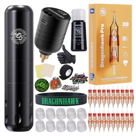 Dragonhawk S9 Wireless Tattoo Kit, Complete Rotary Tattoo Pen Machine Gun Kit, Practice Tattoo Kit for Beginners