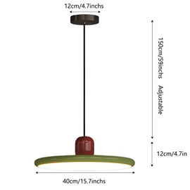 ZTTECH Modern LED Pendant Light 36W 15.7" Adjustable Color Temperature 3000K/4500K/6000K Metal Acrylic Hanging Lamp for Kitchen Island Dining Room Living Room (Red + Green)