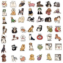 50Pcs Cute Dog Stickers for Water Bottle, Funny Dog Meme Stickers for Adults Teens, Vinyl Waterproof Animal Hand-Drawn Stickers for Laptop Scrapbook Skateboard Luggage Decals (Hand-Drawn Dog)