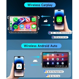 4G+64G Android 13 Double Din Car Stereo for VW Volkswagen SEAT Skoda Jetta Golf Polo Touran Support Wireless Carplay Android Auto, 9 Inch Touchscreen VW Car Radio with GPS, WiFi, Bluetooth, FM, 32 EQ