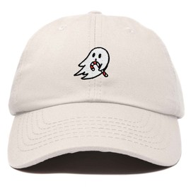 DALIX Embroidered Candy Cane Ghost Baseball Dad Cap in Beige
