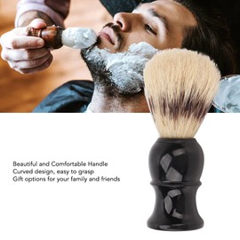 Shaving Brush, Portable Hair Brush, Black Curved Handle, Foaming Beard Cleaning Brush for Safety, Double Edged Razor, Black