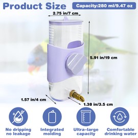 PINVNBY Bird Water Dispenser 9.47 Fl Oz Automatic Parrot Water Feeder Suspended Water Dispenser Bird Cage Accessories for Parakeet Budgie Lovebird Cockatiel Finch (White)