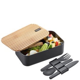 GEFU Enviro Lunch Box 1 L - Leak-proof Lunch Box with Cutlery Set, Grey