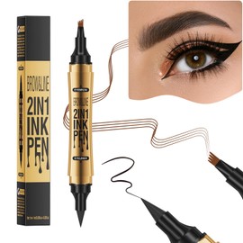 2-in-1 Eyebrow Pencil, Brow Lamination Tint Pen, Waterproof Eyebrow Pen for Natural-Looking Defined Brows, Smudge-Proof Formula, for Eyebrow Shapers (Dark Brown)