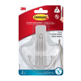 Command Bath Small Satin Nickel Hook Bath 33-SN