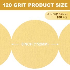 BELINOVA 100PCS PSA Sanding Discs 120 Grit Sandpaper Discs 6 Inch Sand Paper Discs for Sander DA Sander Orbital Sander Aluminum Oxide Self Stick Sanding Paper for Wood Metal Car Paint Drywall
