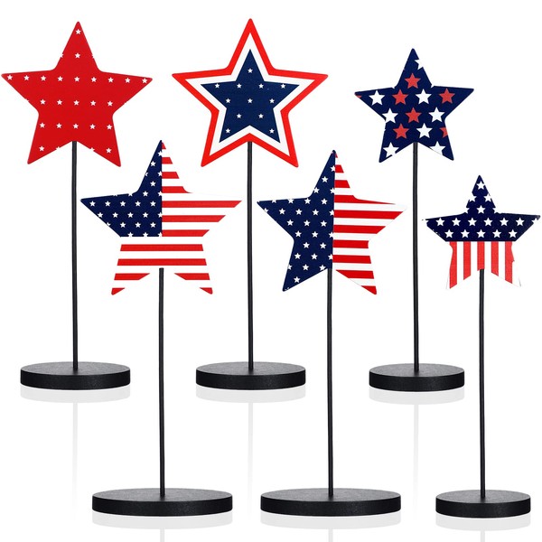 Wesiti 6 Pcs 4th of July Day Tall Standing Star