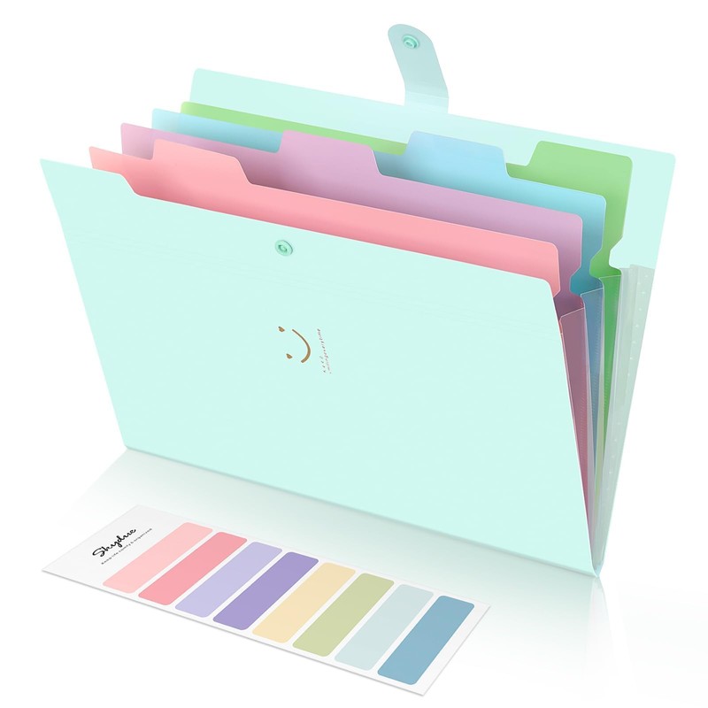 SKYDUE Expanding Folder, Folder with Compartments, Document Folder A4 with