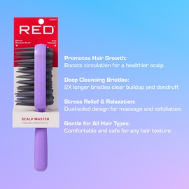 Red by Kiss Scalp Master 2-in-1 Silicone Scubber & Shampoo Detangler Brush, Exfoliates, Boosts Circulation, Gently Detangles (Purple)