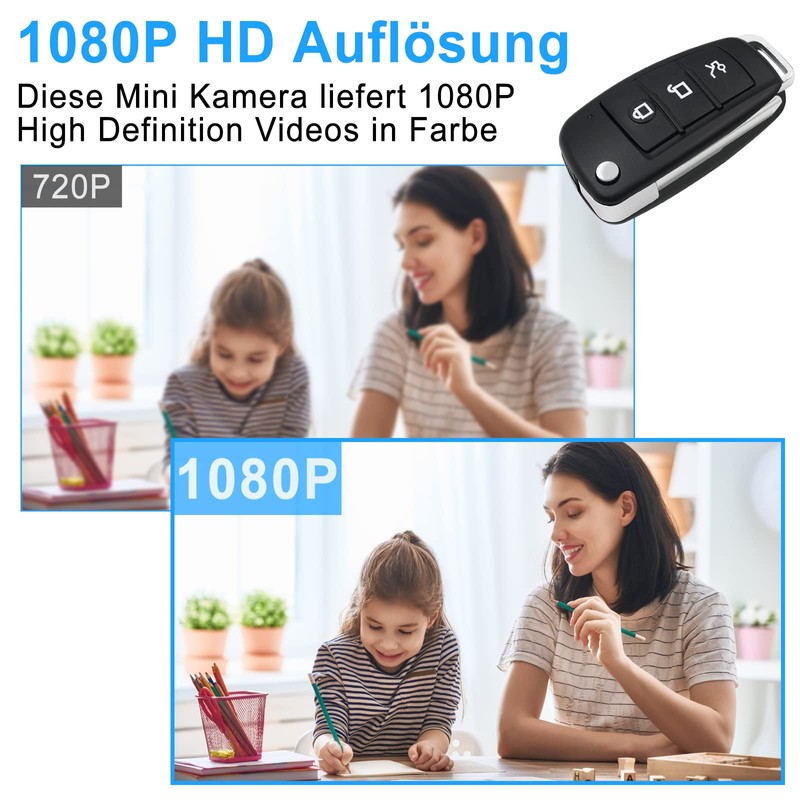 UYIKOO Mini Kamera, Kleine Kamera Autoschlüssel, 1080P HD Tragbare Videokamera