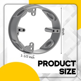 Juexica 2 Pcs 1/2-inch 4 Hole 4 Inch Round Sealproof Electrical Boxes Extenders Round Weatherproof Extension Junction Box Extender Ring 16. 5 Cu. in. Capacity(Gray)