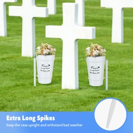2 Pcs Metal Cemetery Vases for Grave with Spikes Memorial Grave Vases for Gravesite Gravestone Memorial Markers Cemetery Day of The Dead Decorations