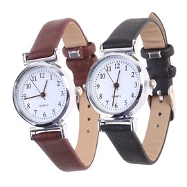 Gatuida 2pcs Chic Wristwatch for Boys and Students Elegant Black White and Brown Durable Fashion Leisure Watch for Any Occasion