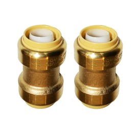 HQMPC Push Fit PEX Fittings Straight Coupling 1/2", Push-to-Connect Copper, CPVC, No Pb Brass Plumbing Fittings (2PCS 1/2 Inch(1/2"))