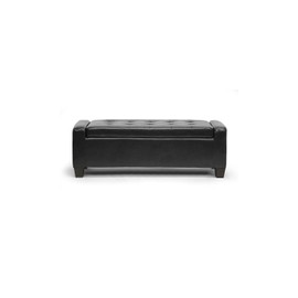 Baxton Studio Manchester Ottoman, 15.25" x 45.5" x 17.13", Black