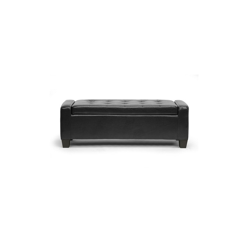 Baxton Studio Manchester Ottoman, 15.25" x 45.5" x 17.13", Black