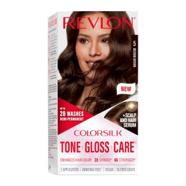 Revlon ColorSilk Tone + Gloss + Care Demi Permanent Hair Color, Dye Kit with Leave-In Scalp and Haircare Serum, 2x Shinier, 4x Stronger, 5 Medium Brown, 4.5 fl oz