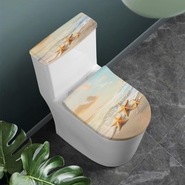 KUIFORTI Toilet Seat Cover Set Toilet Lid Cover 2 Pack Set Beach Starfish Bow...