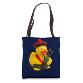 Scottish Bagpiper Rubber Duck Bagpipes Tote Bag