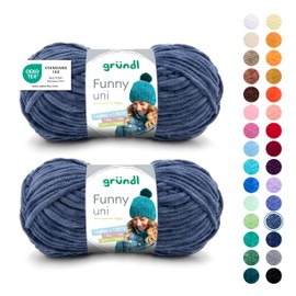 Gründl Funny Plain Wool Soft Chenille Wool for Crocheting Chenille Yarn 100% Polyester 2 Balls (100 g / 120 m, Needle Size: 5-6) – Jeans