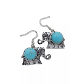 Unbranded Women Earrings Set Ethnic Silver Metal Indian Elephant Jewelry Turquoise Blue