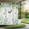 RJSMRJ Green Plant Shower Curtain Tropical Eucalyptus Leaves Butterfly Spring