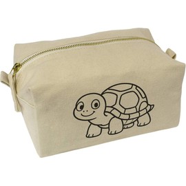 Azeeda 'Cute Tortoise Standing' Canvas Wash Bag/Makeup Case (CS00047174)