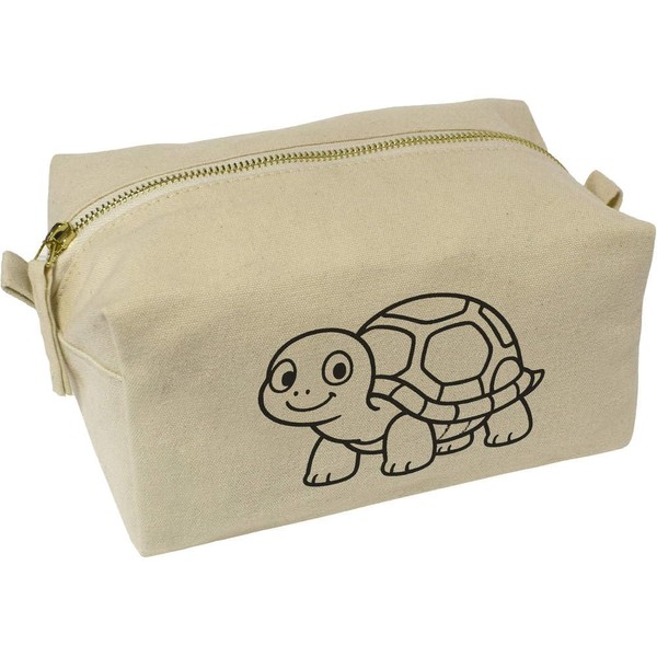 Azeeda 'Cute Tortoise Standing' Canvas Wash Bag/Makeup Case (CS00047174)