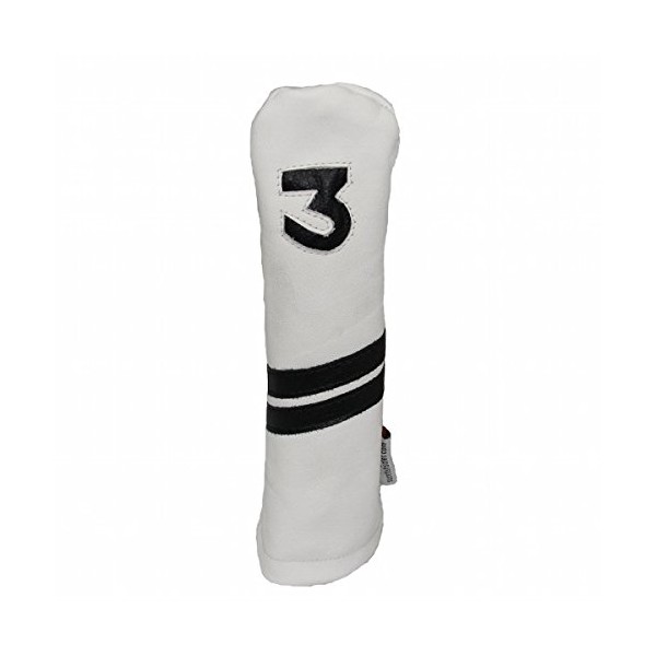 Sunfish Leather Golf Headcover Fairway 3 Wood White and Black