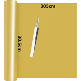 NCRGB Plotter Film Textile 30.5 x 305 cm, Transfer Film Vinyl Film Plotter Iron-On Film for Printing, Flex Film Plotter Textile for DIY T-Shirt and Other Fabrics (Gold)