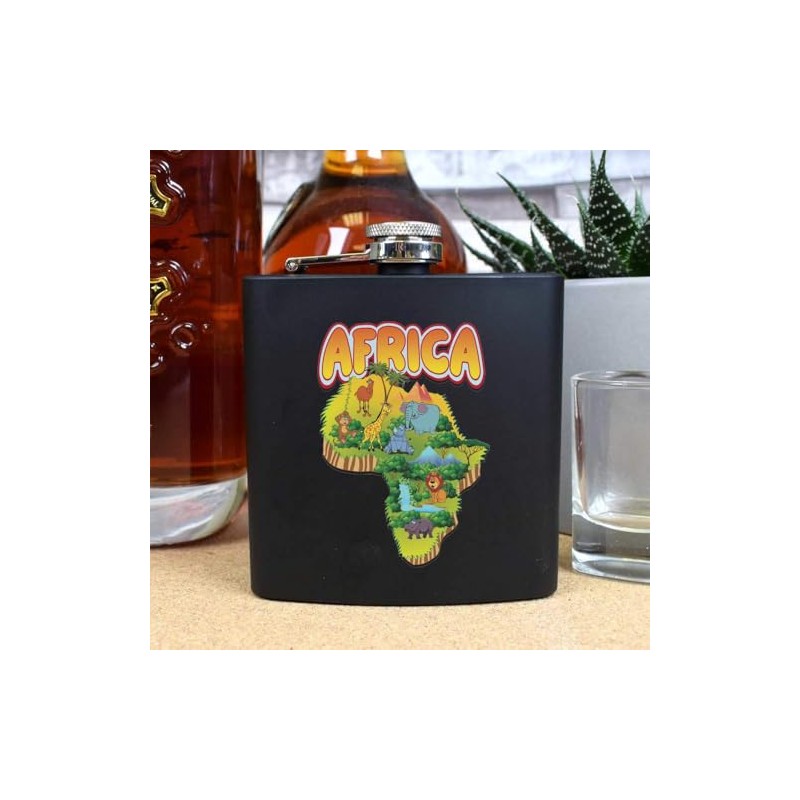 6oz (170ml) 'Map of Africa' Pocket Hip Flask (HP00037906)