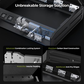 ONNAIS Large Biometric Gun Safe - Fingerprint Pistol Safes with Internal Light, Three Unlock Methods, and Emergency Power Supply, Gun Lock Box for Home, Nightstand, Bedside, and Car Use