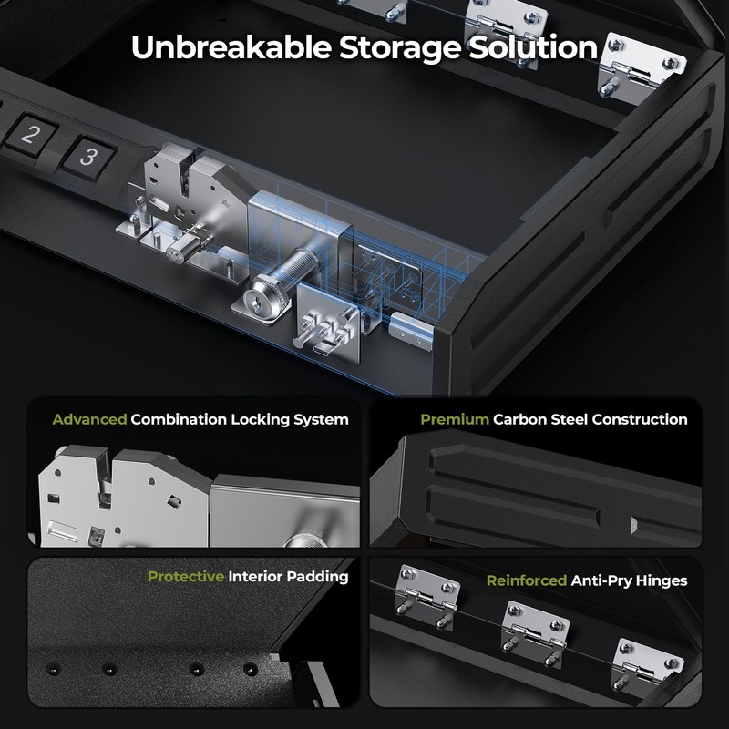 ONNAIS Large Biometric Gun Safe - Fingerprint Pistol Safes with