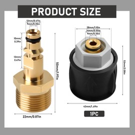 M22 Pressure Washer Adapter for Karcher K2 K3 K4 K5 K6 K7, Brass Quick Connect Hose Pipe Fittings, High Pressure Washer Gun to Hose Converter Tool, M22 14mm Fitting Connector