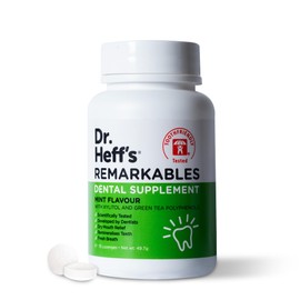 DR. HEFF´S Remarkable Mints, Xylitol for Dental Health - Sugar Free Green Tea Extract & Peppermint - For Fresh Breath & Prevents Tooth Decay Dental Supplement for a Healthy Mouth - 75 Count Pack of 6