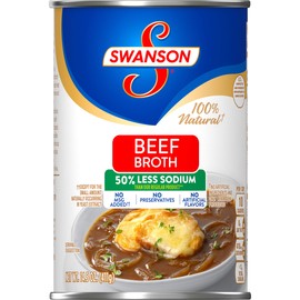 Swanson 50% Less Sodium Beef Broth, 14.5 oz. Can (Pack of 24)