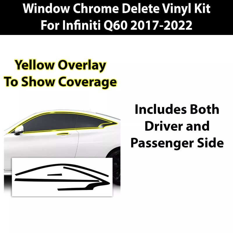 Clearsurface Fits Infiniti Q60 2017-2022 Side Window Chrome Delete Decal