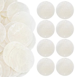 LNQ LUNIQI Shell Mother of Pearl Discs with Hole Centre, Pack of 100 DIY Wind Chimes Mother of Pearl Discs White, Round Mother of Pearl Plates for Crafts for Wind Chime Wall Decoration Pendants, 5 cm