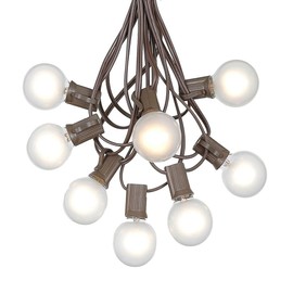 G40 Patio String Lights with 25 Frosted Globe Bulbs - Hanging Garden String Lights - Vintage Backyard Patio Lights - Outdoor String Lights - Market Cafe String Lights - Brown Wire - 25 Foot