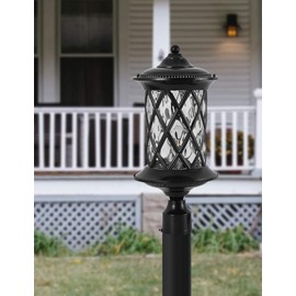 N / A NLIEOPDA Industrial Exterior Lamp Post Lighting Fixtures Waterproof Post Light Outdoor with 3-Inch Pier Mount Base,Water Glass Lampshade 60W E26 Retro Outdoor Pillar Lights for Yard,Porch,Patio