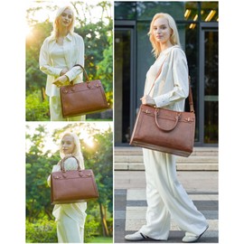 LOVEVOOK Laptop Bag for Women 17 Inch Work Tote, Business Computer Briefcase, PU Leather Tote Bag for Teacher, Office Shoulder Tote Purse