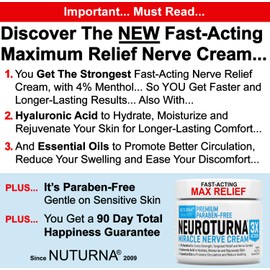 Neuropathy Nerve Relief Cream - Premium Nerve Cream 3X Action for Targeted Relief and Soothing Nerve Comfort - Maximum Strength with 4% Menthol, MSM for Feet Hands Legs Toes & Back - Extra Large 6 Oz