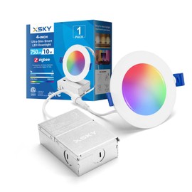 Xskyㅤ Smart recessed Lighting 4 inch 1 Pack, zigbee Lighting.,RGBCW,750lm,10w. Compatiable with Alexa, Home Assistant, and Standard zigbee 3.0 hub