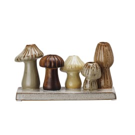 Creative Co-Op Enchanted Garden Stoneware Mushroom Vase, Multicolor
