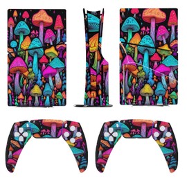 Buyidec Sticker Skin for Model 5 Slim Disc Mushroom Skin Accessories Cover Skins Anime Vinyl Cover Sticker Full Set for Model5 Slim Disk Edition