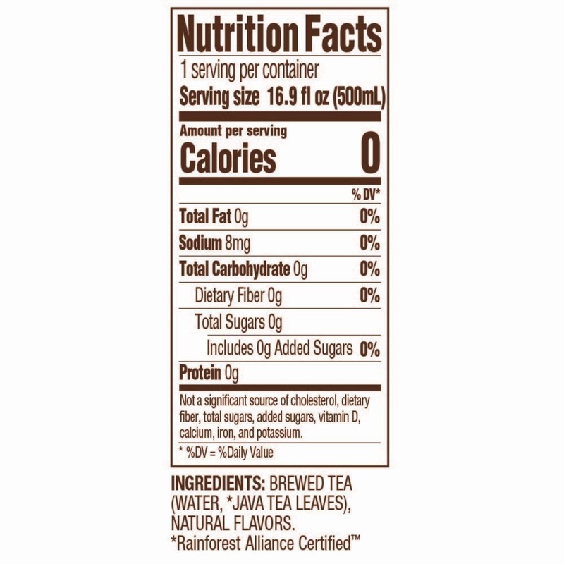 Tejava Unsweetened Peach Iced Tea, 16.9 Ounce PET Bottles, Natural,