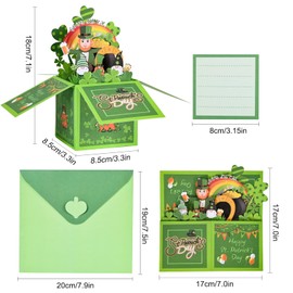 Giiffu Funny St Patricks Day 3D Pop Up Cards - Happy St. Patrick's Day New Grand Opening Card - Cool, Unique, Irish, Green, Four-Leaf, St. Paddy's, Celebration, Shamrock, Good Luck