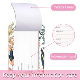 iapodiad 2 Pack Luggage Tag for Suitcase,Blooming Flower PU Leather Suitcase Tags Identifiers with Privacy Name Address Labels and Steel Loop for Women Men Travel